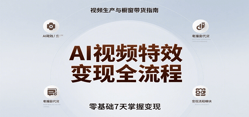 AI视频特效变现全流程，零基础7天掌握视频生产到橱窗带货变现-云享网创