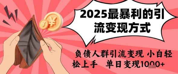 2025年最暴利的引流变现方式,负债人群引流变现,小白轻松上手,日入1k-云享网创