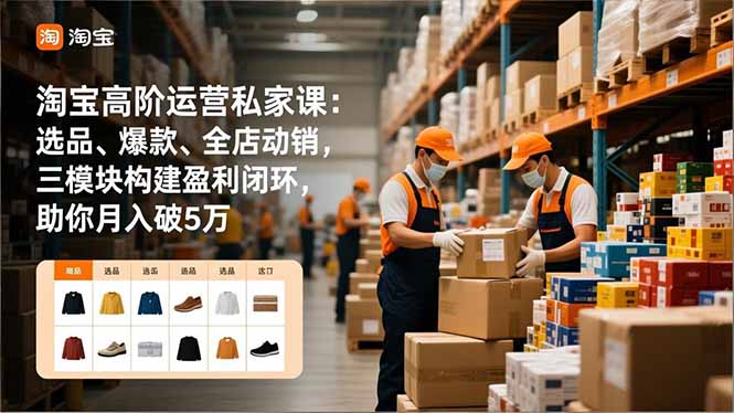 淘宝高阶运营私家课：选品、爆款、全店动销，三模块构建盈利闭环，助你月入破5万(更新12月-云享网创