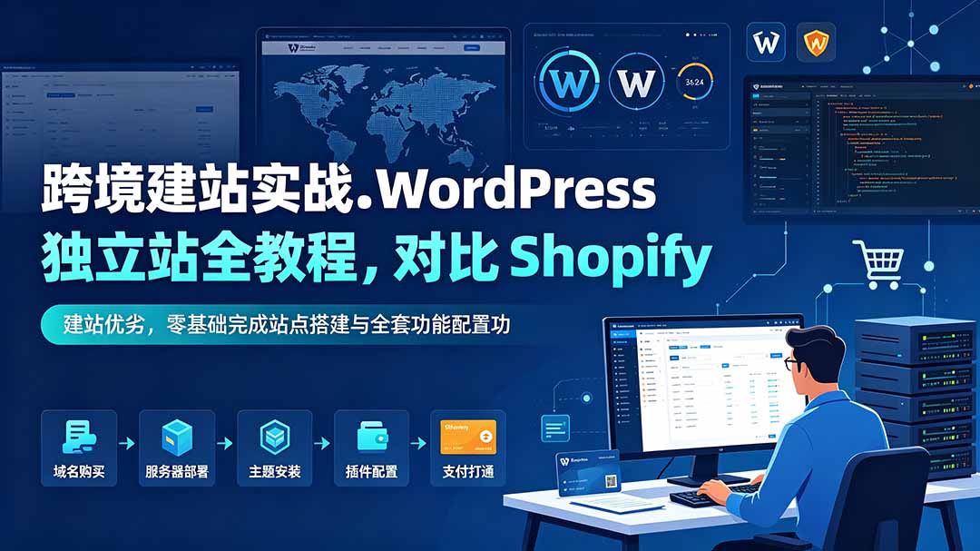 跨境建站实战:WordPress 独立站全教程,对比 Shopify 建站优劣,零基础完成站点搭建与全套功能配置-云享网创