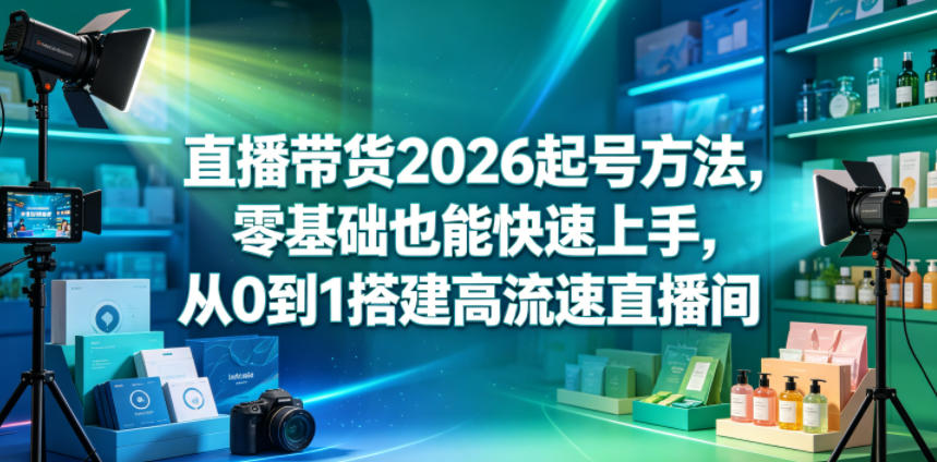 直播带货2026起号方法，零基础也能快速上手，从0到1搭建高流速直播间-云享网创