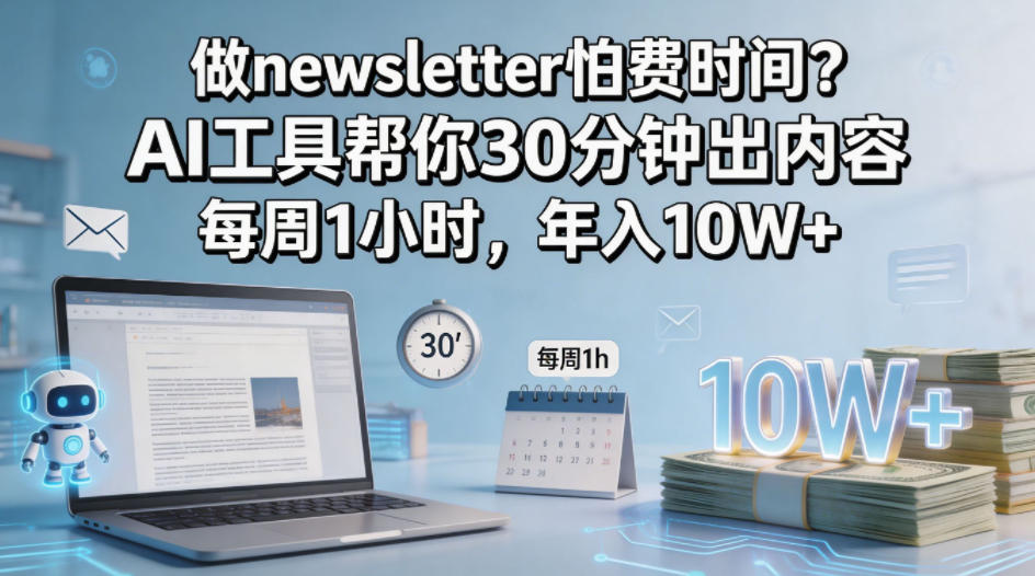 做newsletter怕费时间？AI工具帮你30分钟出内容，每周1小时，年入10W+！【原创双语字幕】-云享网创