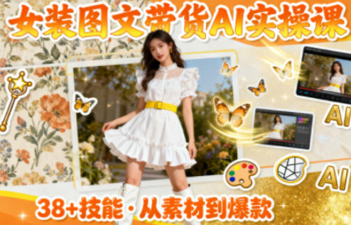 女装图文带货的AI实操课,覆盖38个实用技能,快速提升素材制作效率-云享网创