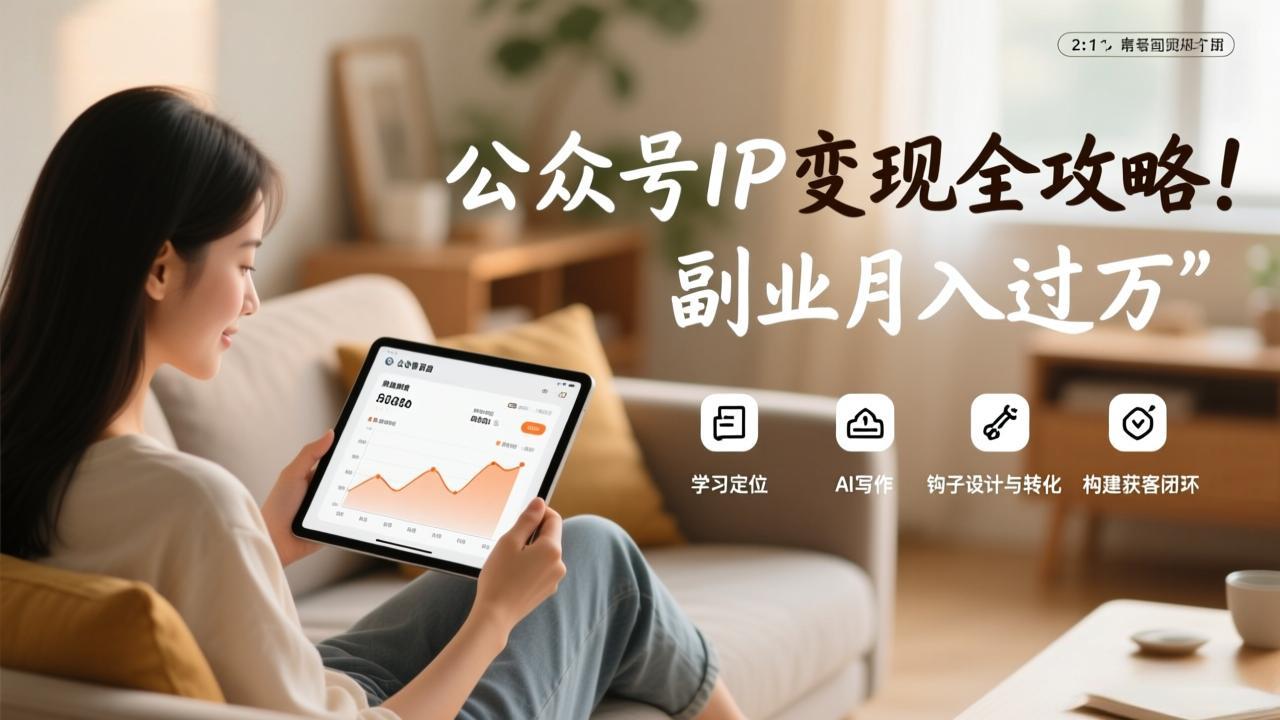 公众号IP变现全攻略，学习定位、AI写作、钩子设计与转化，构建获客闭环，副业月入过万-云享网创