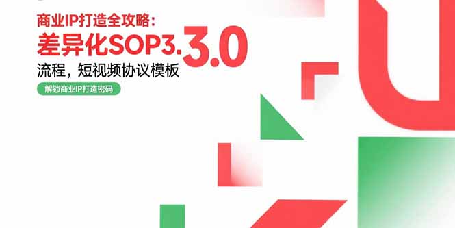 商业IP打造全攻略：差异化SOP3.0流程，短视频协议模板，婚恋项目实战案例-云享网创