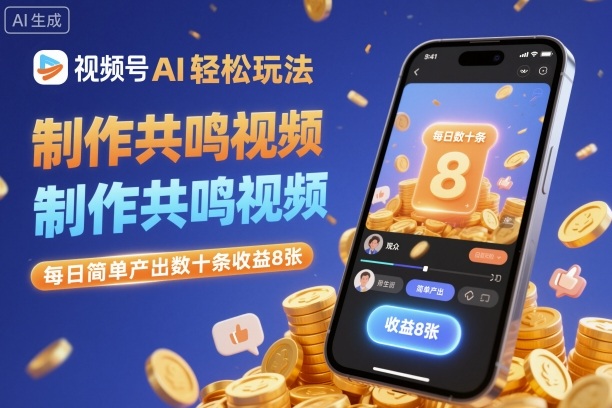 视频号AI轻松玩法，制作共鸣视频，每日简单产出数十条收益8张-云享网创