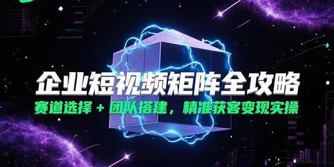企业短视频矩阵全攻略，赛道选择+团队搭建，精准获客变现实操-云享网创