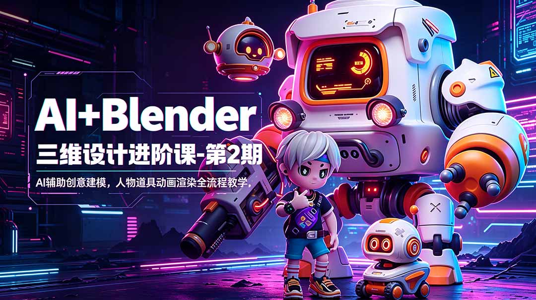 AI+Blender三维设计进阶课-第2期：AI辅助创意建模，人物道具动画渲染全流程教学-云享网创
