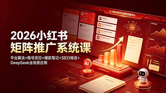2026小红书矩阵推广系统课:平台算法+账号定位+爆款笔记+SEO排名+DeepSeek全场景应用-云享网创