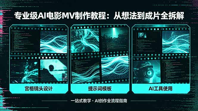 专业级AI电影MV制作教程，从想法到成片全拆解，宫格镜头+提示词模板+AI工具一站式教学-云享网创