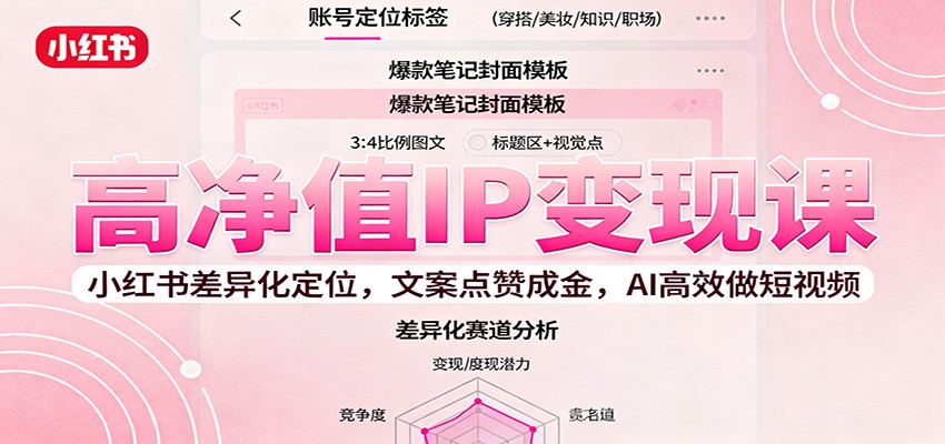高净值IP变现课:小红书差异化定位,文案点赞成金, AI高效做短视频-云享网创