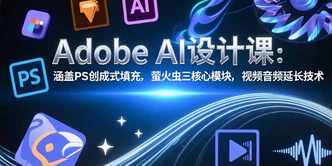 Adobe AI设计课:涵盖PS创成式填充,萤火虫三核心模块,视频音频延长技术-云享网创