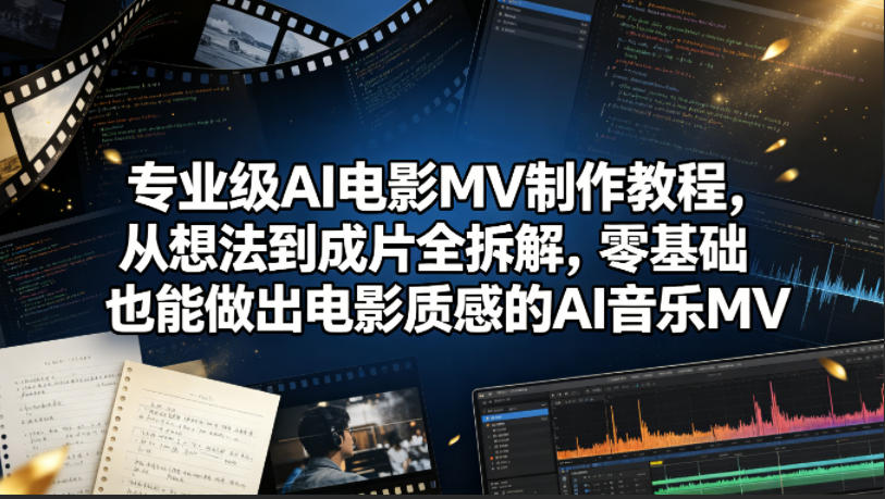 专业级AI电影MV制作教程，从想法到成片全拆解，零基础也能做出电影质感的AI音乐MV-云享网创