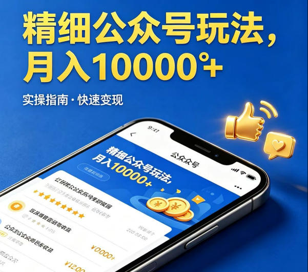 精细化公众号玩法，我们给你提供文章，你来负责发布，收益可观，月入1W+【揭秘】-云享网创