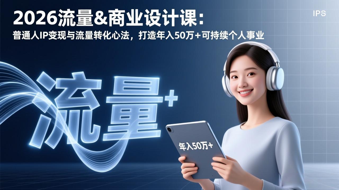 2026流量&商业设计课：普通人IP变现与流量转化心法，打造年入50万+可持续个人事业-云享网创