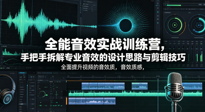 全能音效实战训练营,手把手拆解专业音效的设计思路与剪辑技巧,全面提升视频的音效质感-云享网创