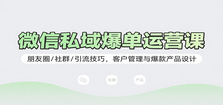 微信私域爆单运营课：朋友圈/社群/引流技巧，客户管理与爆款产品设计-云享网创