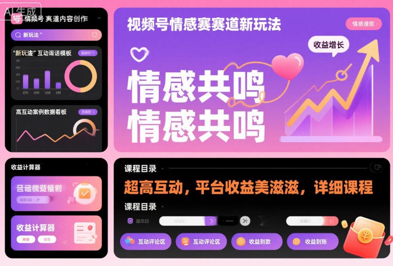 视频号情感赛道新玩法,超高互动,平台收益美滋滋,详细课程-云享网创