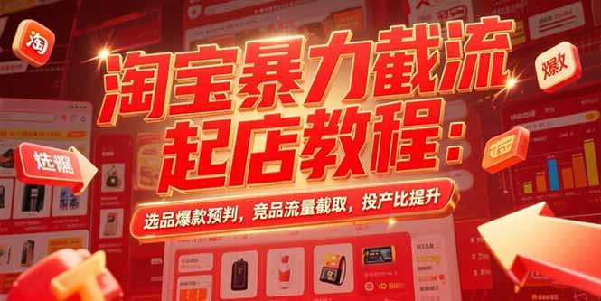 淘宝暴力截流起店教程：选品爆款预判，竞品流量截取，投产比提升-云享网创