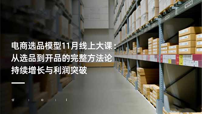 电商选品模型11月线上大课:从选品到开品的完整方法论 持续增长与利润突破-云享网创
