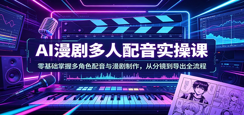 AI漫剧多人配音实操课：零基础掌握多角色配音与漫剧制作，从分镜到导出全流程-云享网创