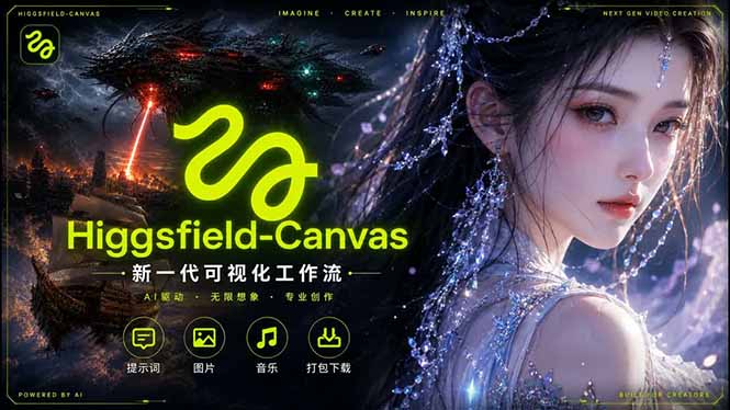 Higgsfield Canvas AI视频制作详解，节点式工作流搭建，重构新式视频创作完整教程-云享网创