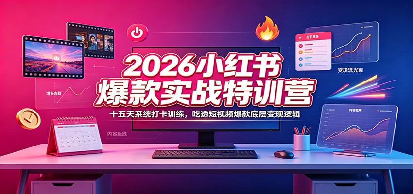 2026小红书爆款实战特训营：十五天系统打卡训练，吃透短视频爆款底层变现逻辑-云享网创