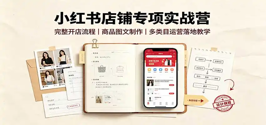 小红书店铺专项实战营：完整开店流程，商品图文制作，多类目运营落地教学-云享网创