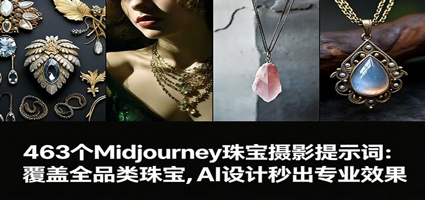 463个Midjourney珠宝摄影提示词：覆盖全品类珠宝，AI设计秒出专业效果-云享网创