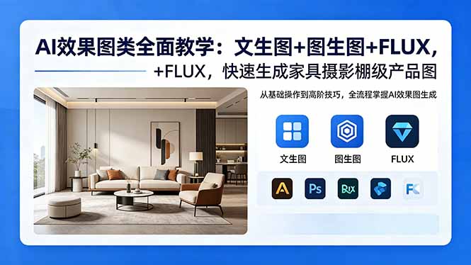 AI效果图类全面教学：文生图+图生图+FLUX，快速生成家具摄影棚级产品图-云享网创