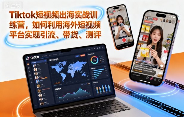 Tiktok短视频出海实战训练营,如何利用海外短视频平台实现引流、带货、测评-云享网创