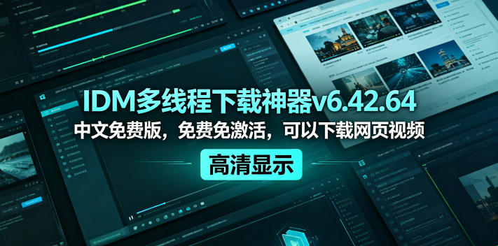 IDM多线程下载神器v6.42.64中文免费版，免费免激活，可以下载网页视频(例如飞书文档内的视频)-云享网创