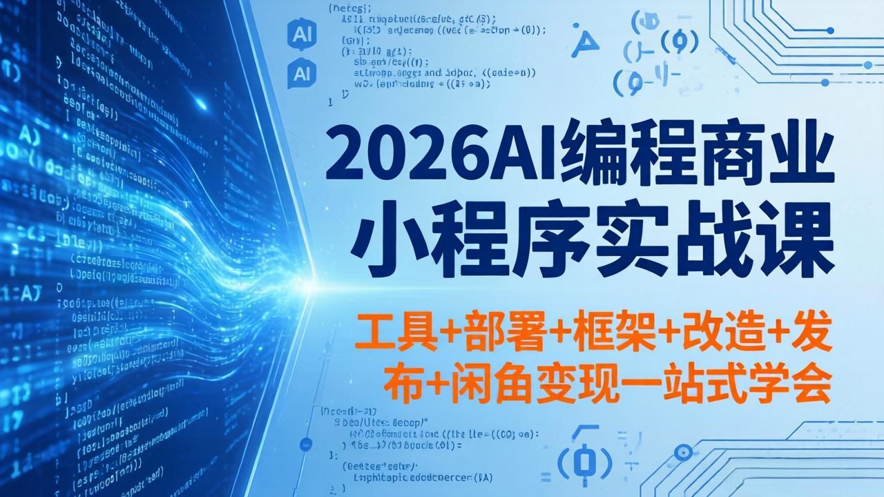 2026AI编程商业小程序实战课,工具+部署+框架+改造+发布+闲鱼变现一站式学会-云享网创