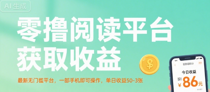 零撸阅读平台获取收益，最新无门槛平台，一部手机即可操作，单日收益50-3张【揭秘】-云享网创