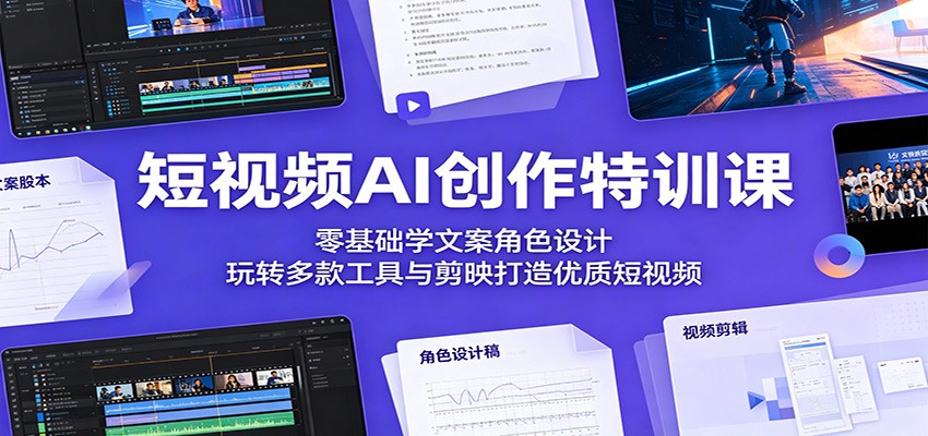 短视频AI创作特训课：零基础学文案角色设计，玩转多款工具与剪映打造优质短视频-云享网创