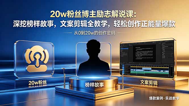 20w粉丝博主励志解说课：深挖榜样故事，文案剪辑全教学，轻松创作正能量爆款-云享网创