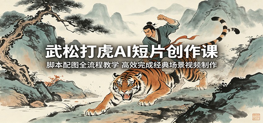 武松打虎AI短片创作课：脚本配图全流程教学，高效完成经典场景视频制作-云享网创
