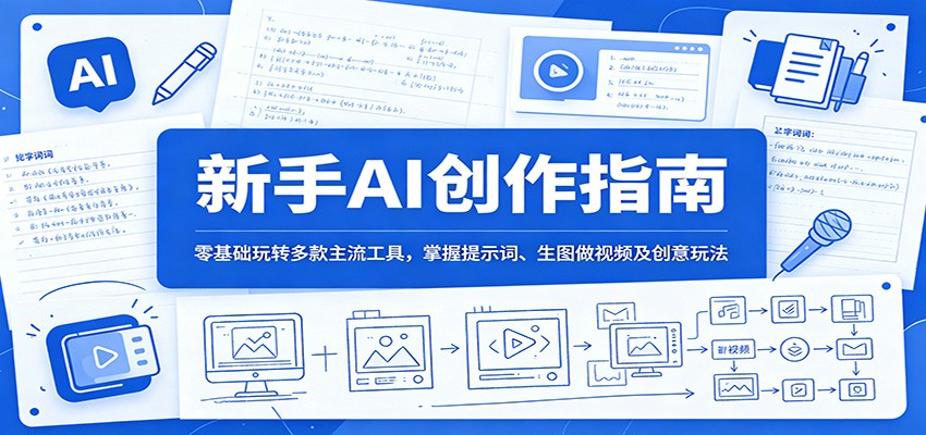 新手AI创作指南：零基础玩转多款主流工具，掌握提示词、生图做视频及创意玩法-云享网创
