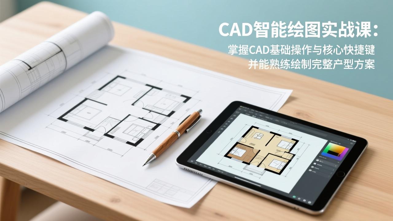 CAD智能绘图实战课：掌握CAD基础操作与核心快捷键，并能熟练绘制完整户型方案-云享网创
