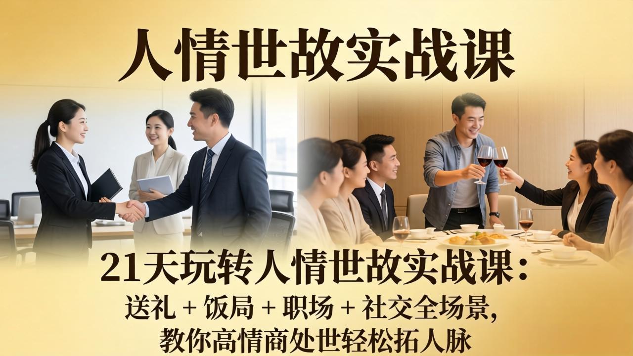 21 天玩转人情世故实战课：送礼 + 饭局 + 职场 + 社交全场景，教你高情商处世轻松拓人脉-云享网创