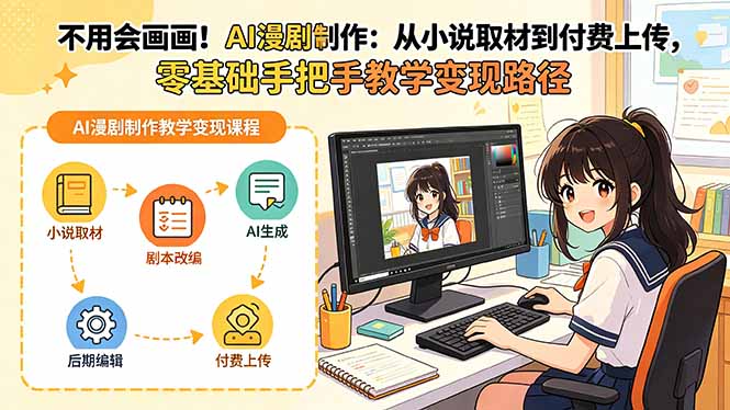 不用会画画!AI漫剧制作:从小说取材到付费上传,零基础手把手教学变现路径(更新-云享网创