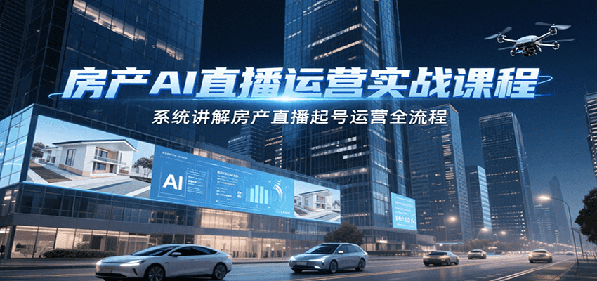 房产AI直播运营实战课程，系统讲解房产直播起号运营全流程-云享网创