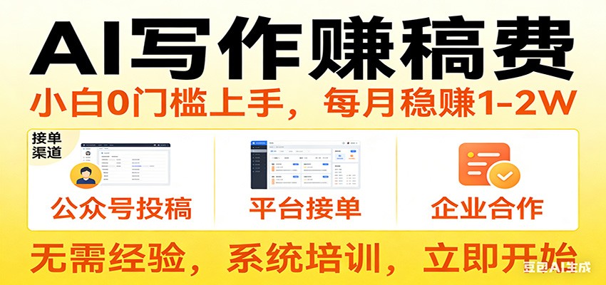 用AI写作赚稿费，提供接单渠道，每月稳赚1-2W，小白0门槛上手！-云享网创