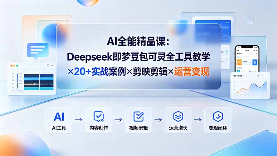 AI全能精品课：Deepseek即梦豆包可灵全工具教学×20+实战案例×剪映剪辑×运营变现-云享网创