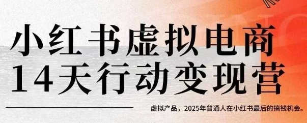 小红书虚拟电商14天变现训练营，虚拟产品，2025年普通人在小红书最后的搞钱机会-云享网创