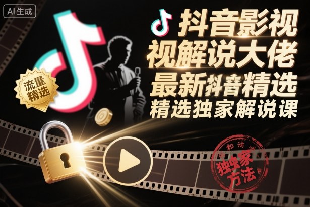 抖音影视解说大佬最新抖音进精选和独家方法,精选独家解说课(更新26年3月)-云享网创