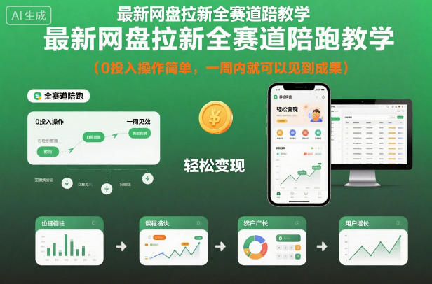 最新网盘拉新全赛道陪跑教学,0投入操作简单,一周内就可以见到成果-云享网创