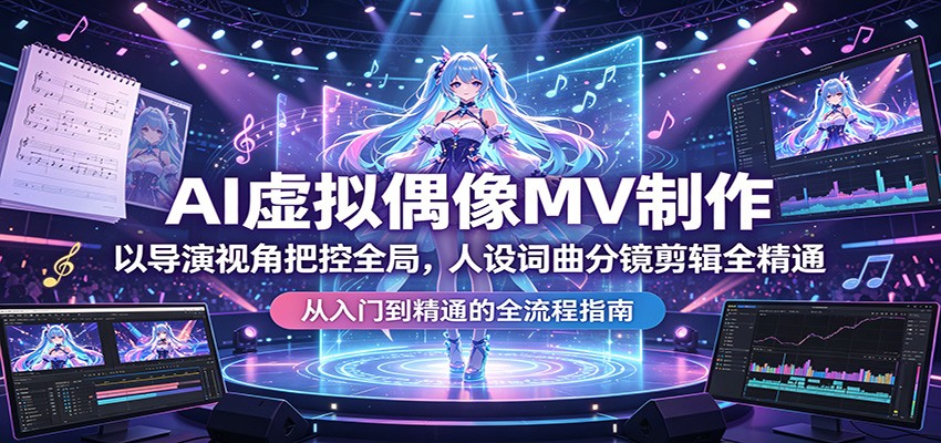 AI虚拟偶像MV制作：以导演视角把控全局，人设词曲分镜剪辑全精通-云享网创