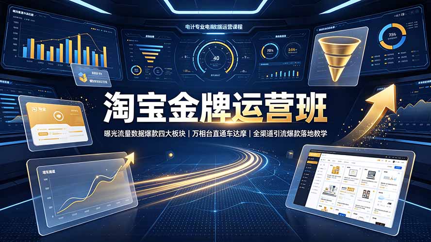 淘宝金牌运营班-7月:曝光流量数据爆款四大板块|万相台直通车达摩|全渠道引流爆款落地教学-云享网创