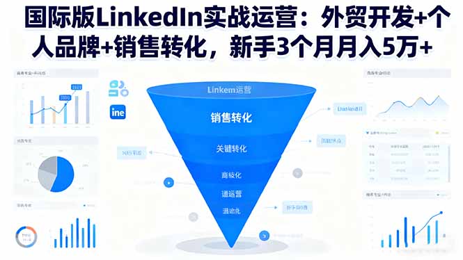 国际版LinkedIn实战运营:外贸开发+个人品牌+销售转化,新手3个月月入5万+-云享网创